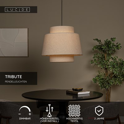 Lucide TRIBUTE - Pendelleuchten - Ø 60 cm - 1xE27 - Beige